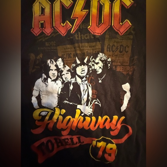 AC/DC Black T-Shirt with Red and Yellow Highway to Hell Design - Picture 3 of 4
